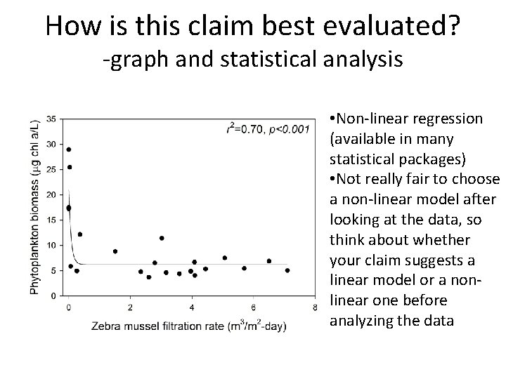 How is this claim best evaluated? -graph and statistical analysis • Non-linear regression (available