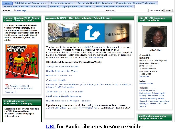 NN/LM MAR Public Libraries Resource Guide URL for Public Libraries Resource Guide 