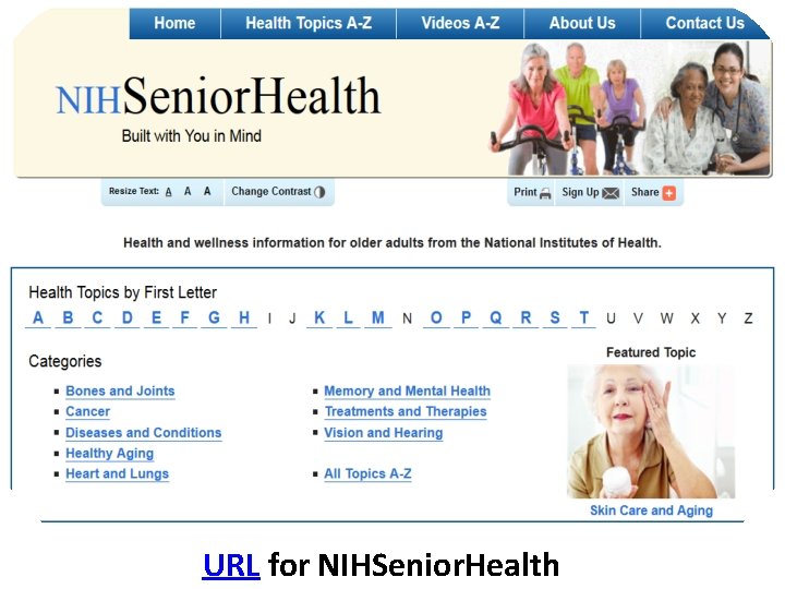 NIHSenior. Health URL for NIHSenior. Health 