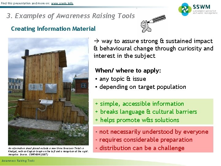 Find this presentation and more on: www. sswm. info. 3. Examples of Awareness Raising