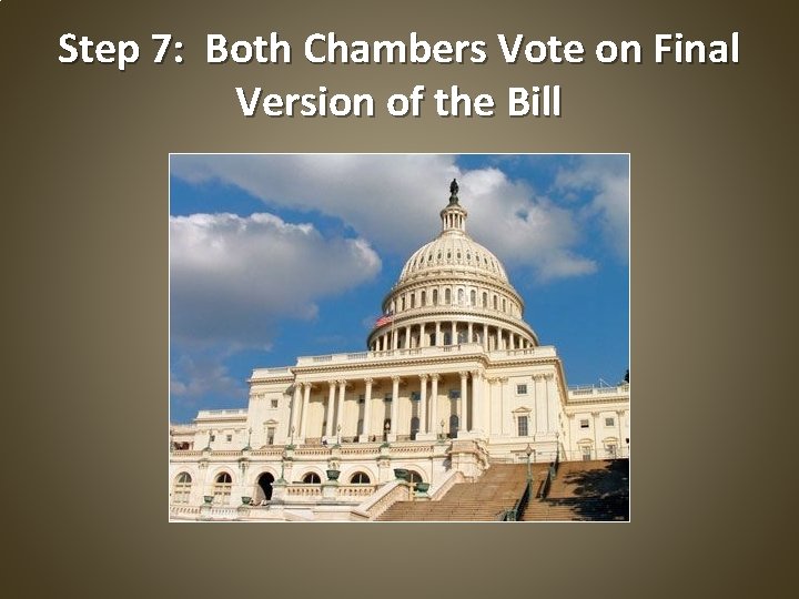 Step 7: Both Chambers Vote on Final Version of the Bill 