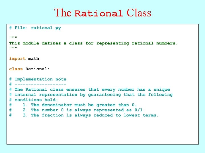 The Rational Class 