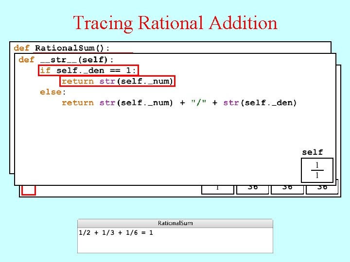 Tracing Rational Addition 