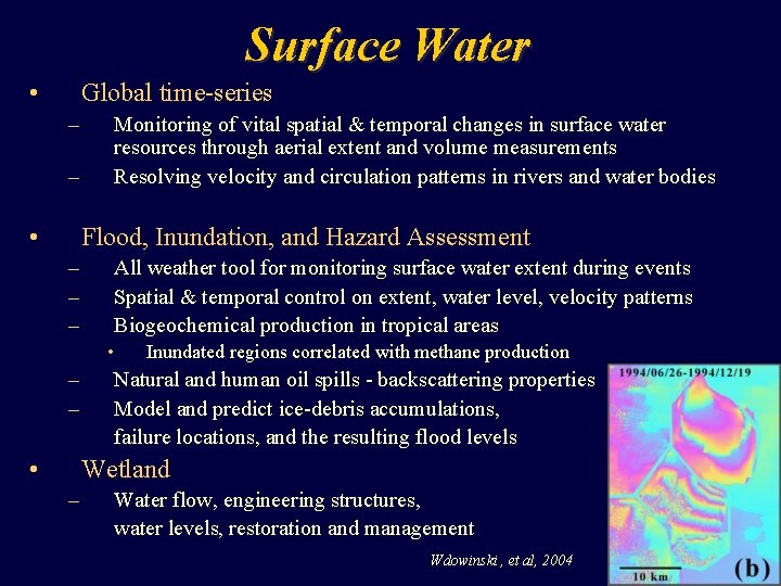 Surface Water • Global time-series – – • Monitoring of vital spatial & temporal