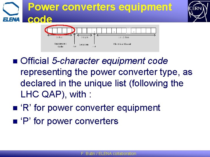 Power converters equipment code Official 5 -character equipment code representing the power converter type,