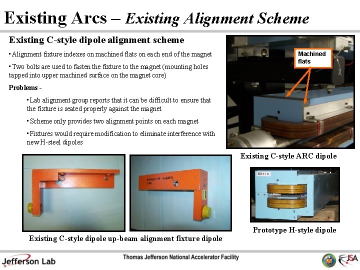 Existing Arcs – Existing Alignment Scheme Existing C-style dipole alignment scheme • Alignment fixture