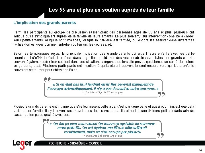 Les 55 ans et plus en soutien auprès de leur famille L’implication des grands-parents