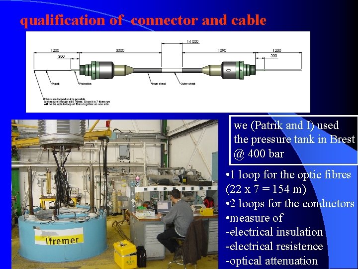 qualification of connector and cable we (Patrik and I) used the pressure tank in