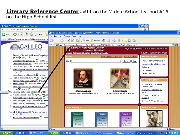 Literary Reference Center - #11 on the Middle School list and #15 on the