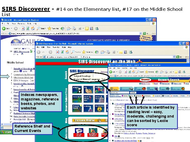 SIRS Discoverer - #14 on the Elementary list, #17 on the Middle School List