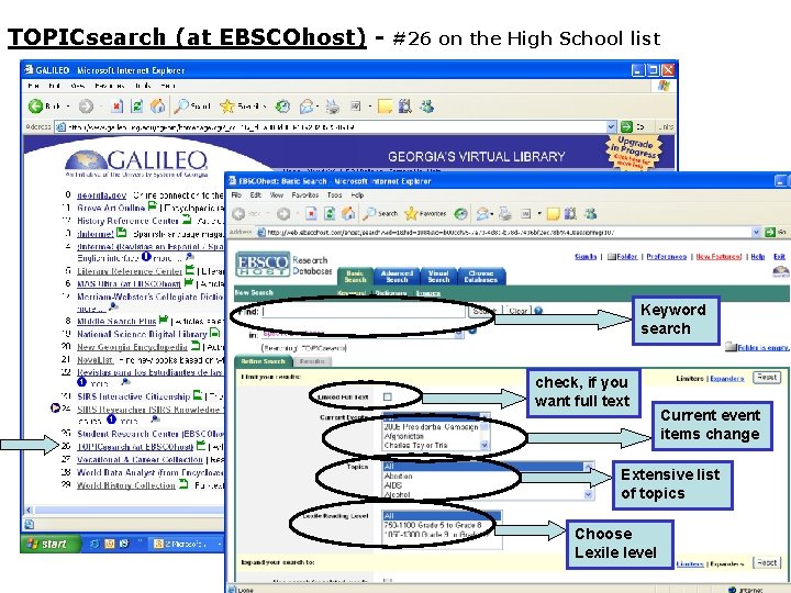 TOPICsearch (at EBSCOhost) - #26 on the High School list Keyword search check, if
