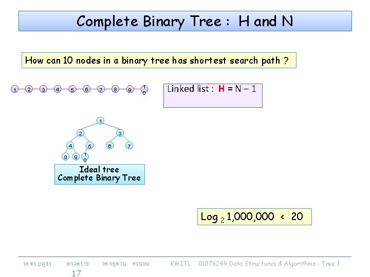 Complete Binary Tree : H and N How can 10 nodes in a binary