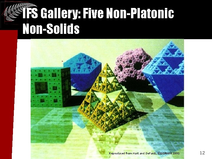 IFS Gallery: Five Non-Platonic Non-Solids Reproduced from Hart and De. Fanti, SIGGRAPH 1991 12