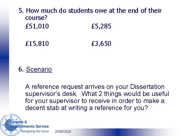 5. How much do students owe at the end of their course? £ 51,