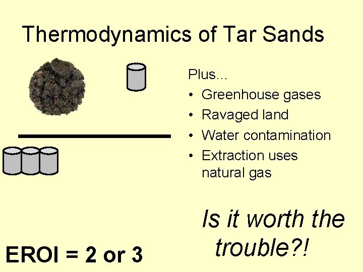 Thermodynamics of Tar Sands Plus… • Greenhouse gases • Ravaged land • Water contamination