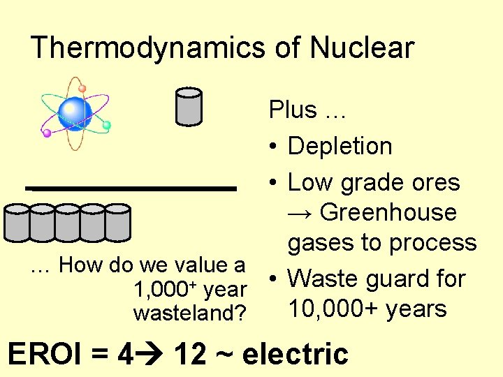 Thermodynamics of Nuclear Plus … • Depletion • Low grade ores → Greenhouse gases