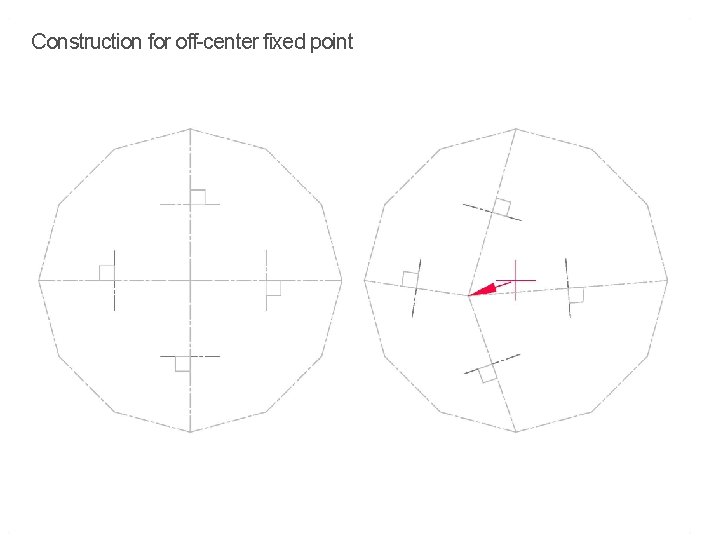 Polygon linkages with fixed centers Construction for off-center fixed point 