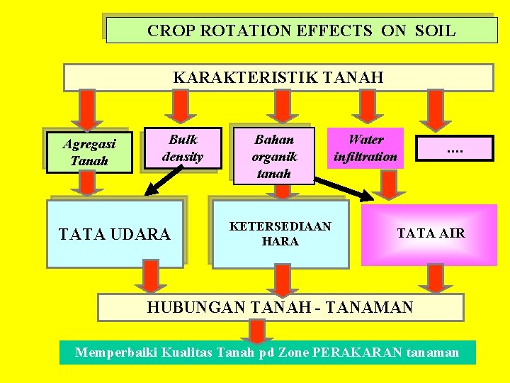 CROP ROTATION EFFECTS ON SOIL KARAKTERISTIK TANAH Agregasi Tanah Bulk density TATA UDARA Bahan