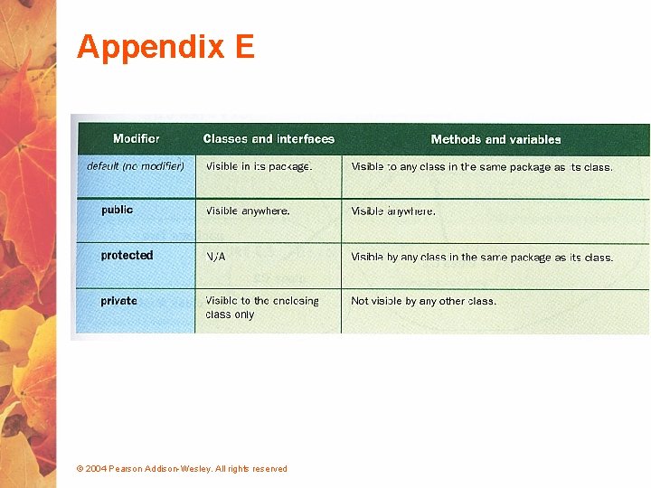 Appendix E © 2004 Pearson Addison-Wesley. All rights reserved 