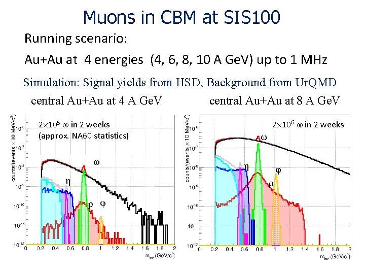 Muons in CBM at SIS 100 Running scenario: Au+Au at 4 energies (4, 6,