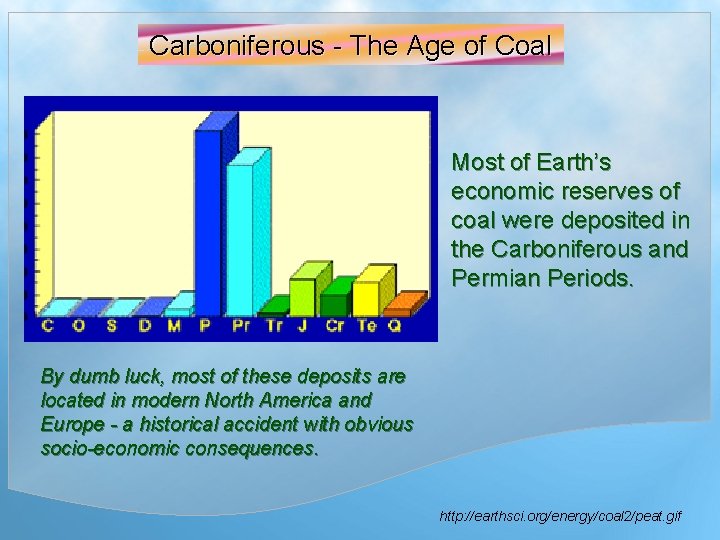 Carboniferous - The Age of Coal Most of Earth’s economic reserves of coal were