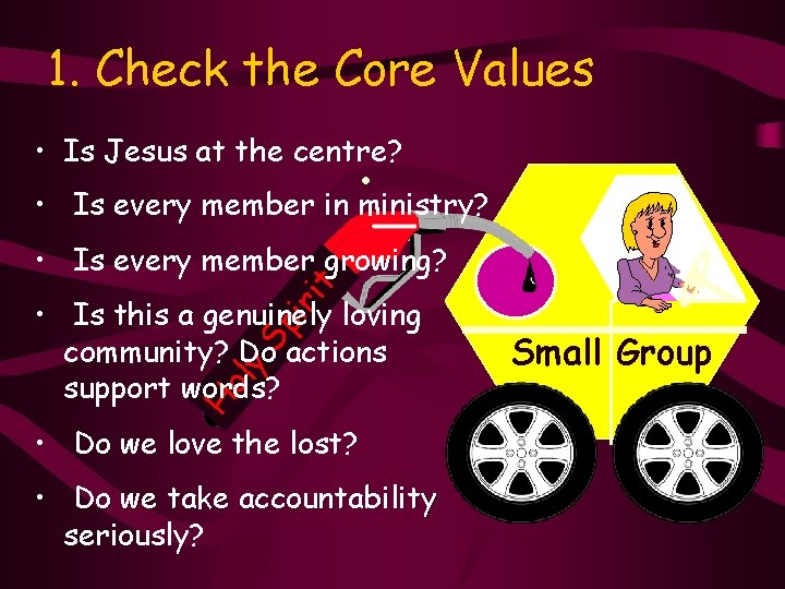 1. Check the Core Values • Is Jesus at the centre? • • Is