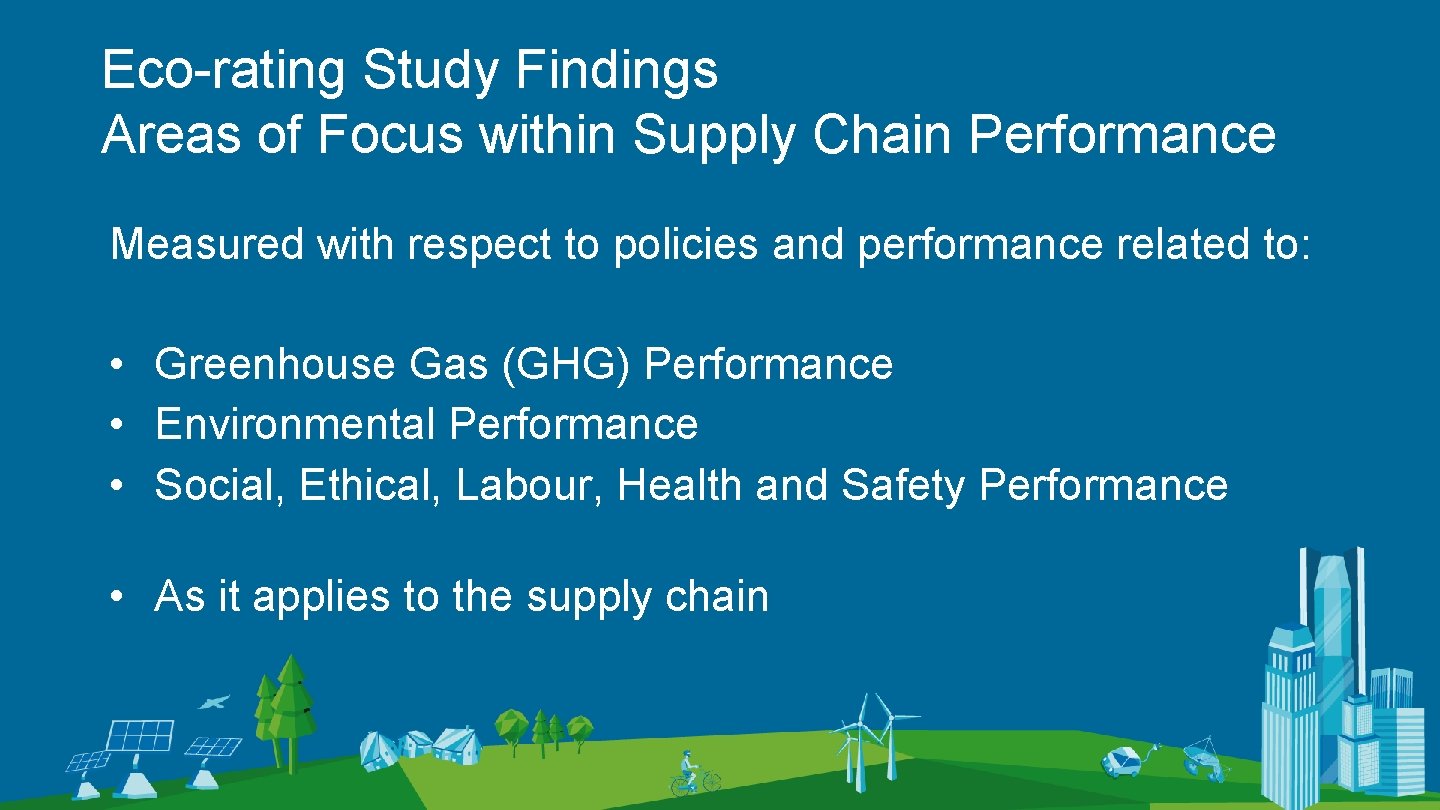 Eco-rating Study Findings Areas of Focus within Supply Chain Performance Measured with respect to