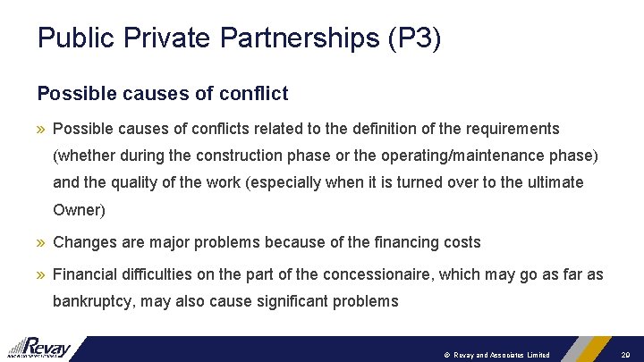 Public Private Partnerships (P 3) Possible causes of conflict » Possible causes of conflicts