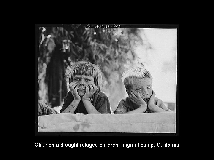 Oklahoma drought refugee children, migrant camp, California 