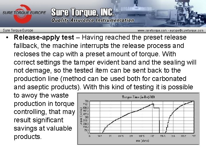  • Release-apply test – Having reached the preset release fallback, the machine interrupts