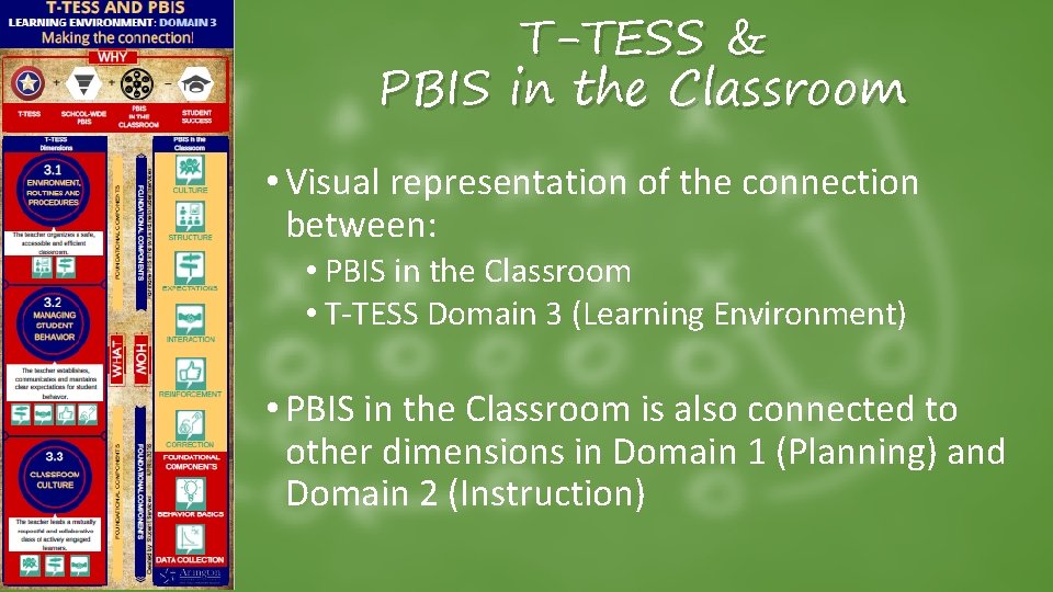 T-TESS & PBIS in the Classroom • Visual representation of the connection between: •