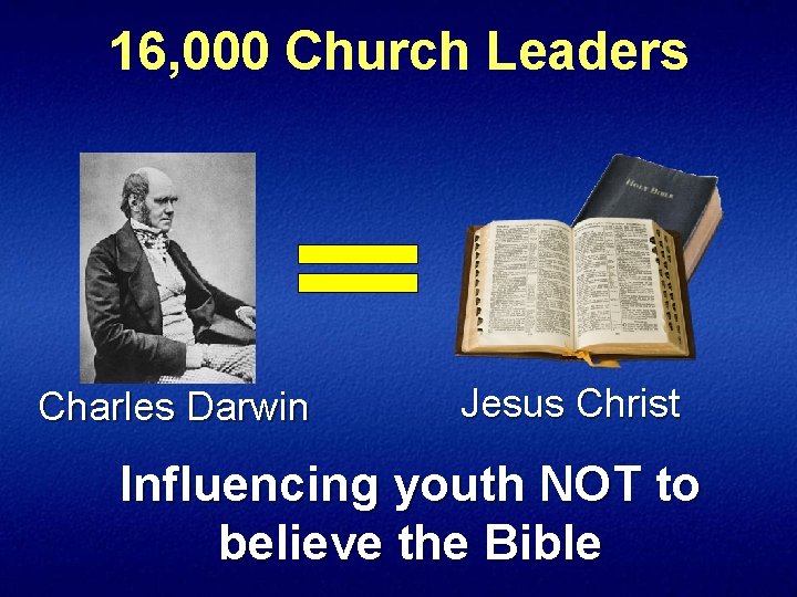 16, 000 Church Leaders Charles Darwin Jesus Christ Influencing youth NOT to believe the