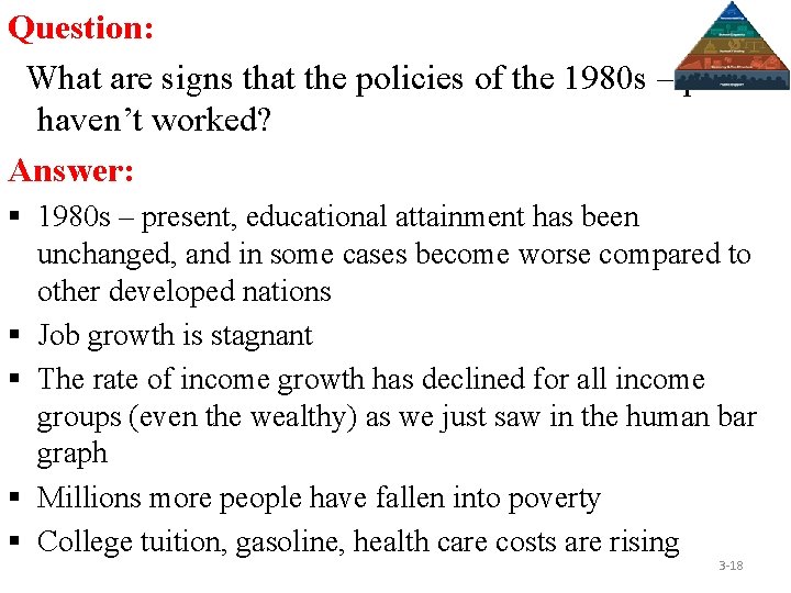 Question: What are signs that the policies of the 1980 s – present haven’t