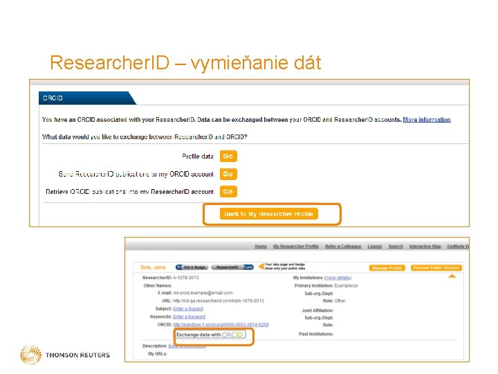 Researcher. ID – vymieňanie dát 