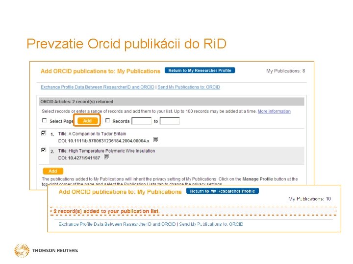 Prevzatie Orcid publikácii do Ri. D 