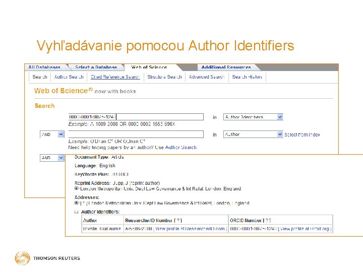 Vyhľadávanie pomocou Author Identifiers 