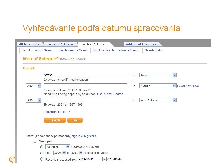 Vyhľadávanie podľa datumu spracovania 