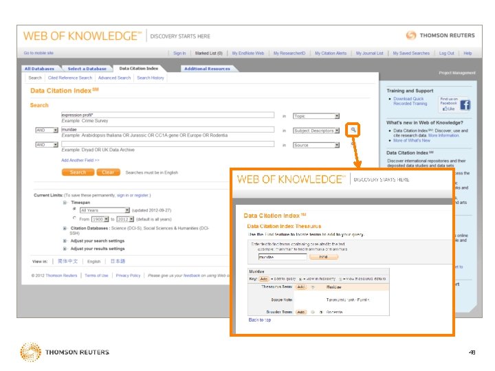Data Citation Index search 48 