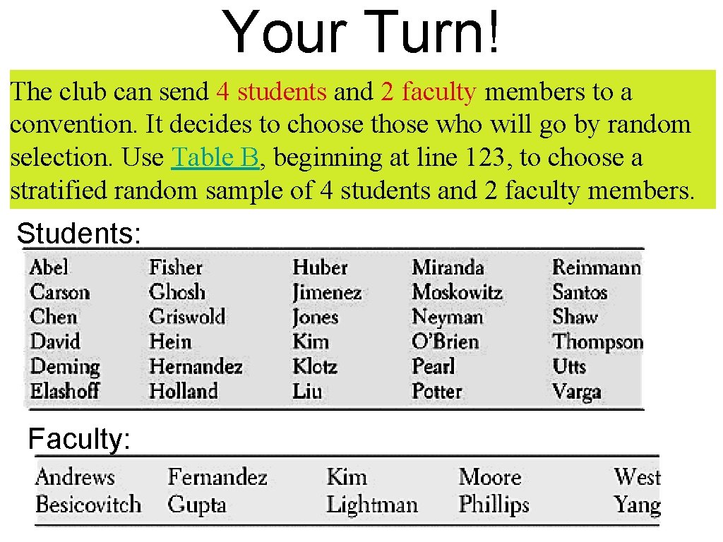 Your Turn! The club can send 4 students and 2 faculty members to a