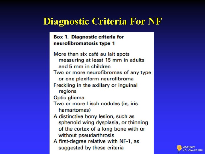 Diagnostic Criteria For NF 