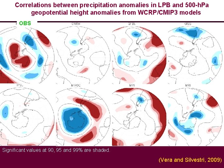 Correlations between precipitation anomalies in LPB and 500 -h. Pa geopotential height anomalies from
