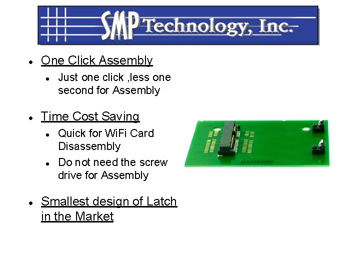 One Click Assembly Time Cost Saving Just one click , less one second One Click Assembly Time Cost Saving Just one click , less one second