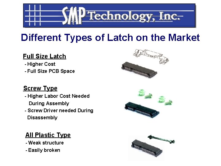 Different Types of Latch on the Market Full Size Latch - Higher Cost - Different Types of Latch on the Market Full Size Latch - Higher Cost -
