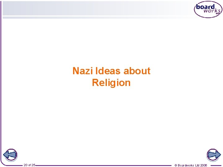 Nazi Ideas about Religion 20 of 25 © Boardworks Ltd 2006 
