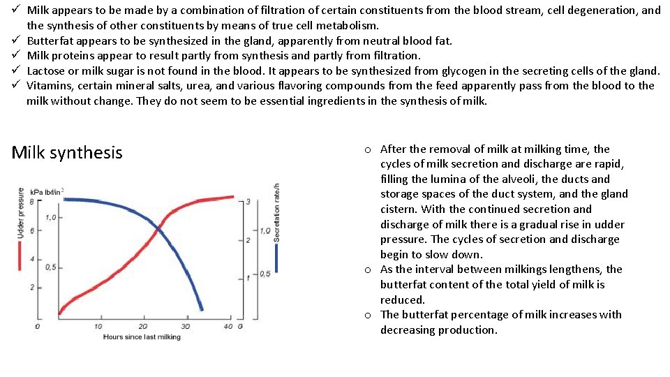 ü Milk appears to be made by a combination of filtration of certain constituents