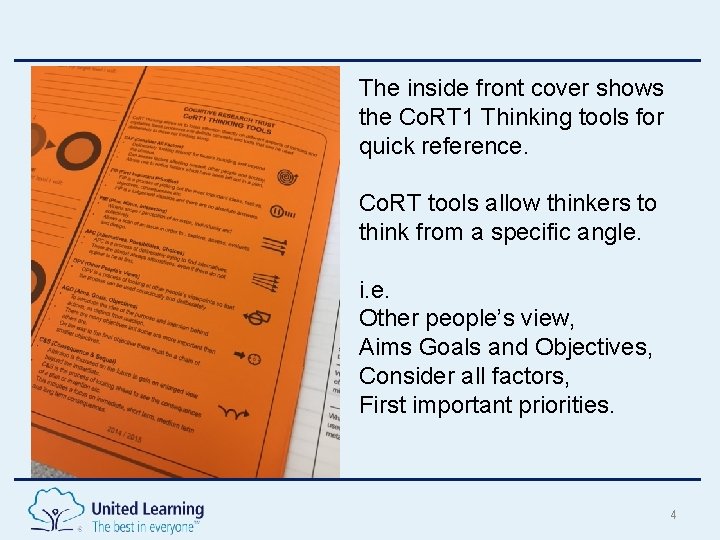 The inside front cover shows the Co. RT 1 Thinking tools for quick reference.