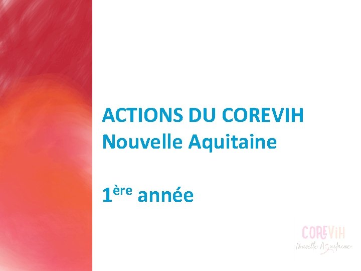 ACTIONS DU COREVIH Nouvelle Aquitaine 1ère année 