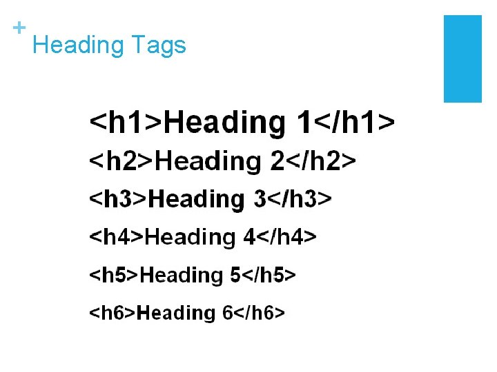 + Heading Tags 