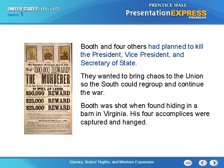 Chapter Section 1 25 Section 1 Booth and four others had planned to kill