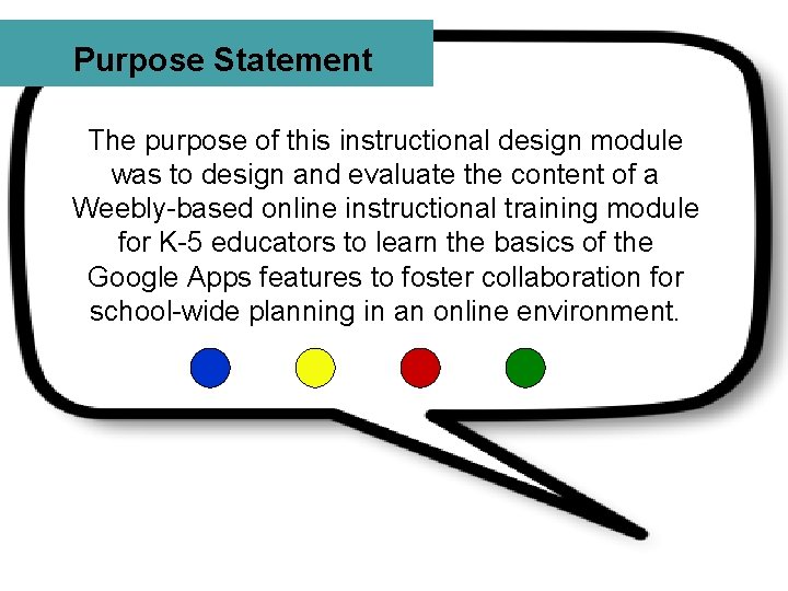 Purpose Statement The purpose of this instructional design module was to design and evaluate